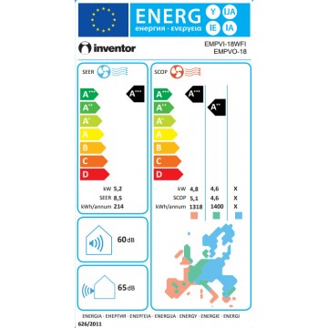 Inventor EMPVI-18WFI/EMPVO-18 Emperor Κλιματιστικό Inverter 18000 BTU A+++/A++ με Ιονιστή και WiFi